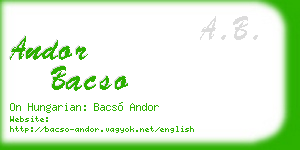 andor bacso business card